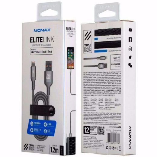 Picture of Momax Elite Link USB-A to Lightning Cable 1.2M - Dark Grey