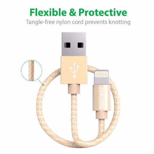 Picture of Zendure Braided Aluminum Charg/Sync Lightning Cable 1M - Gold