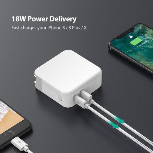 Picture of Ravpower Power Bank 2 in 1 5000mAh AC Plug PD/QC 3.0 - White