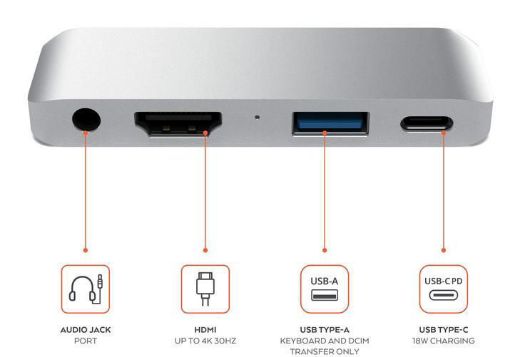 Picture of Satechi Hub TYPE-C Mobile Pro Hub For iPad & Type C Smartphones - Silver