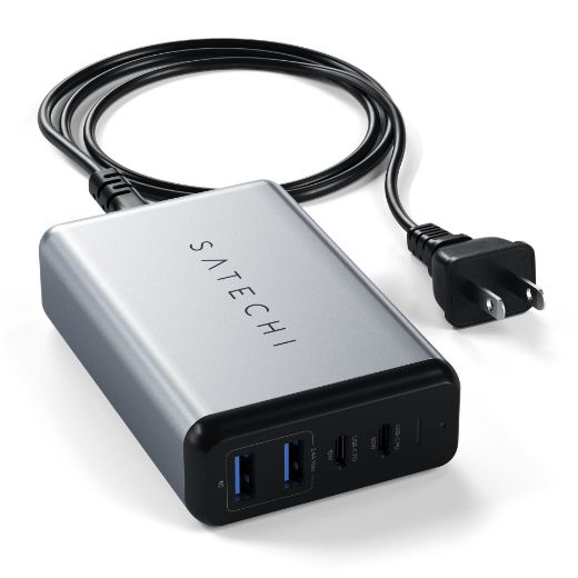 Picture of Satechi Travel Charger 4 Ports 75W PD 2X USB-C + USB-A - Space Gray