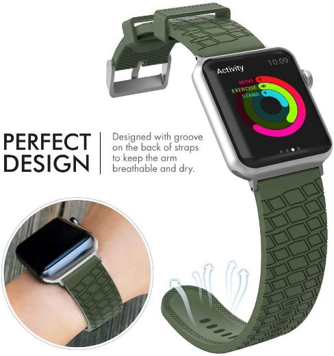 Picture of Ahastyle Premium Silicone Apple Watch Band Tire 41/40/38mm - Army Green