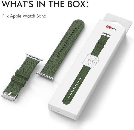 Picture of Ahastyle Premium Silicone Apple Watch Band Tire 42/44/45/49mm - Army Green