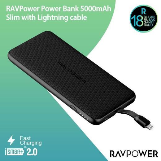 Picture of Ravpower 5000mAh Type-C Cable Power Bank - Black