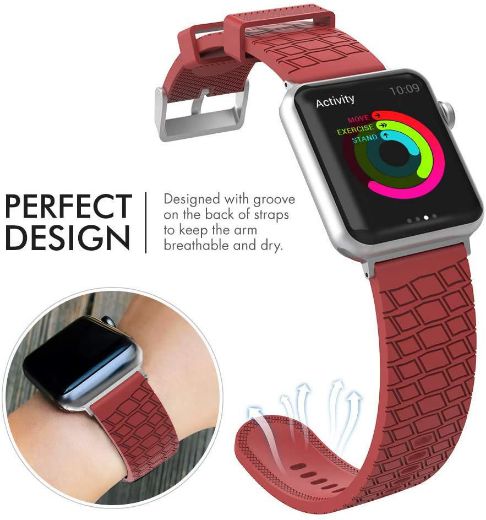 Picture of AhaStyle Premium Silicone Apple Watch Band Tire 42/44/45/49mm - Red