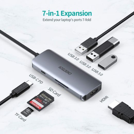 Picture of Choetech USB Type C Hub Multiport Adapter - Gray