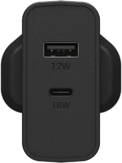 Picture of OtterBox UK Wall Charger 30W USB-C 18W PD + USB-A 12W - Black