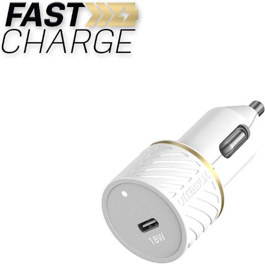 Picture of OtterBox Car Charger Bundle USB-C 18W PD + USB-C to Lightning Cable 1M - White