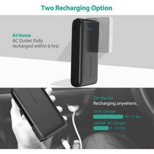 Picture of Ravpower 10000mAh Power Bank with EU&UK Adapter - Black