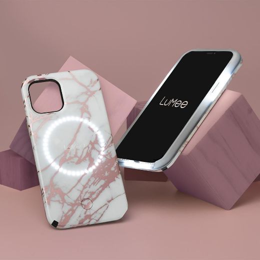 Picture of Lumee Halo Case for iPhone 12/12 Pro - Rose Gold White Marble