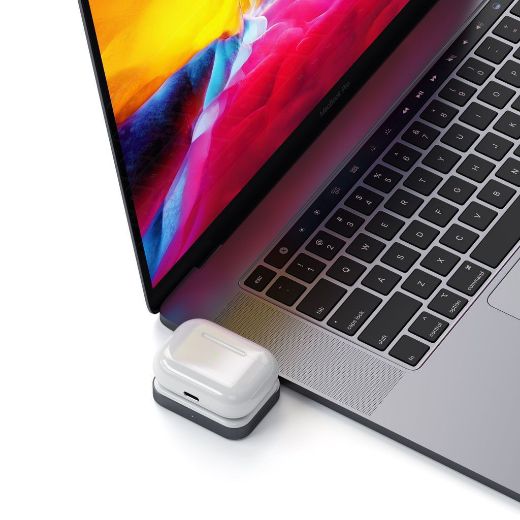 Picture of Satechi USB-C Wireless Charging Dock for AirPods Wireless/AirPods Pro - White/Grey