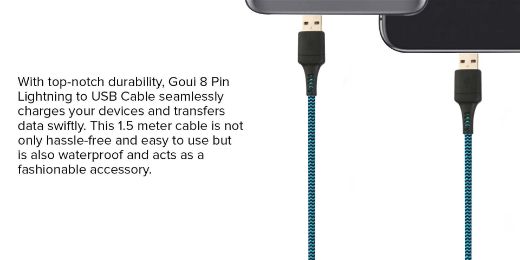 Picture of Goui 8 Pin + USB-A to Lightning Cable 1.5M - Sea Blue