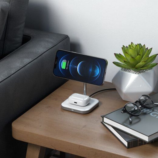 Picture of Satechi Magnetic 2 in 1 Wireless Charging Stand - Space Gray