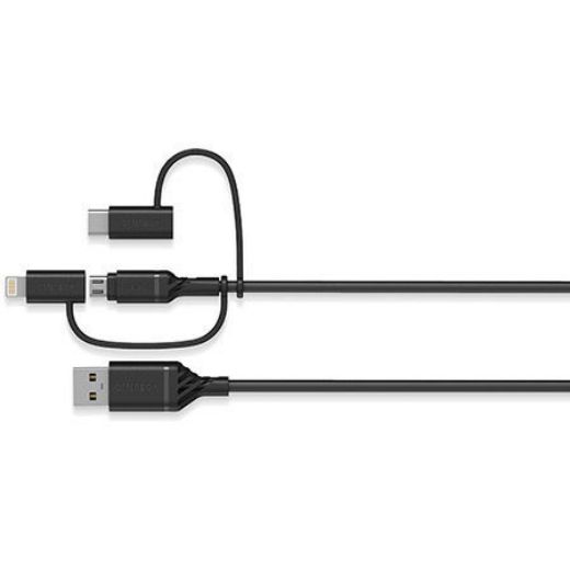 Picture of OtterBox 3 in 1 USB-A to Micro/Lightning/USB-C Cable - Black