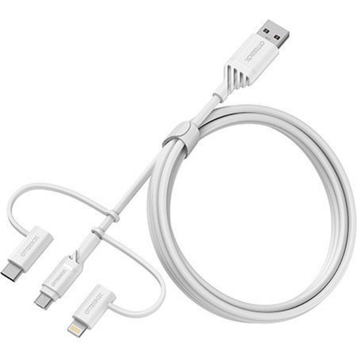 Picture of OtterBox 3 in 1 USB-A to Micro/Lightning/USB-C Cable - White