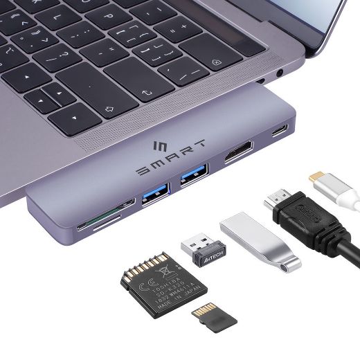 Picture of Smart Premium 6 in 1 USB-C Multiport Hub Compatible for MacBook - Grey