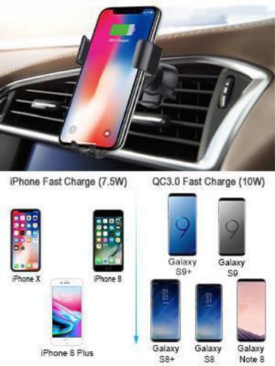 Picture of Choetech Car Mount with Fast Wireless Charging - Black