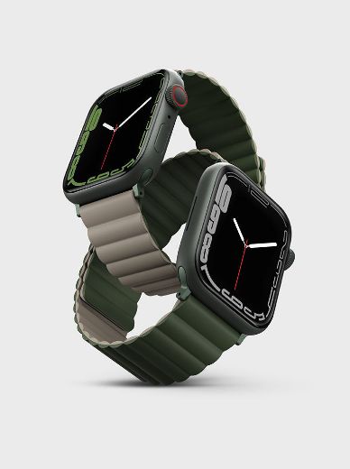 Picture of Uniq Revix Reversible Magnetic Strap for Apple Watch 42/44/45mm - Pine Green/Taupe