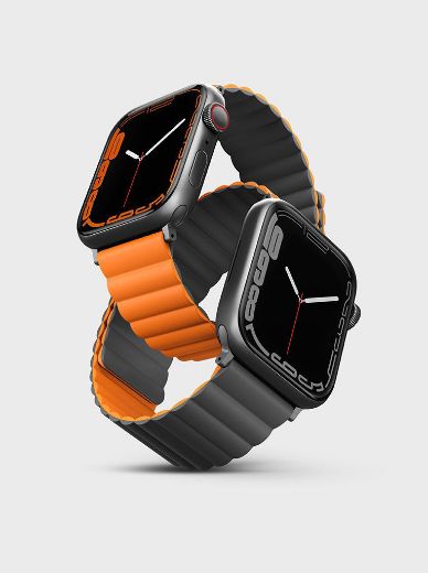 Picture of Uniq Revix Reversible Magnetic Strap for Apple Watch 42/44/45/49mm - Charcoal Grey/Orange