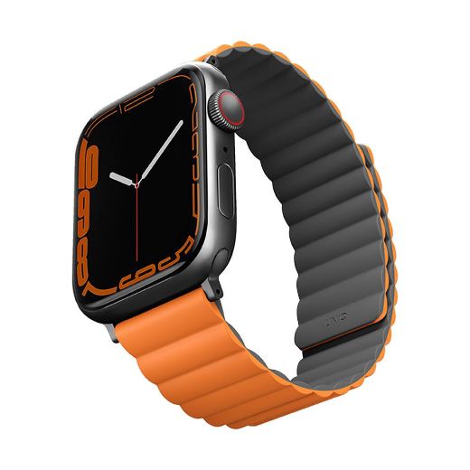 Picture of Uniq Revix Reversible Magnetic Strap for Apple Watch 42/44/45/49mm - Charcoal Grey/Orange