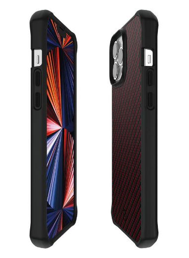 Picture of Itskins Hybrid Mag Carbon Series Cover for iPhone 13 Pro - Red Carbon/Red