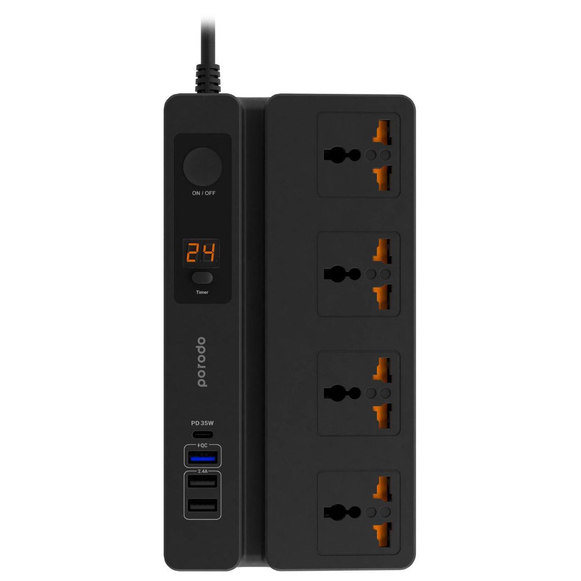 Picture of Porodo Multiport Socket 35W 3M 3000W UK - Black