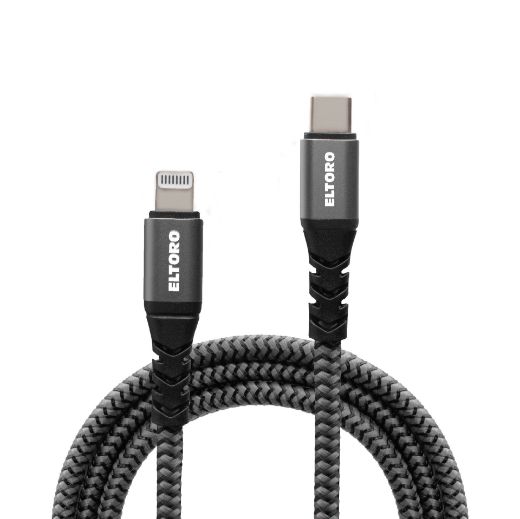 Picture of Eltoro Kevlar USB-C to Lightning Cable 1.5M with Nylon PP Yarn Jacket - Gray