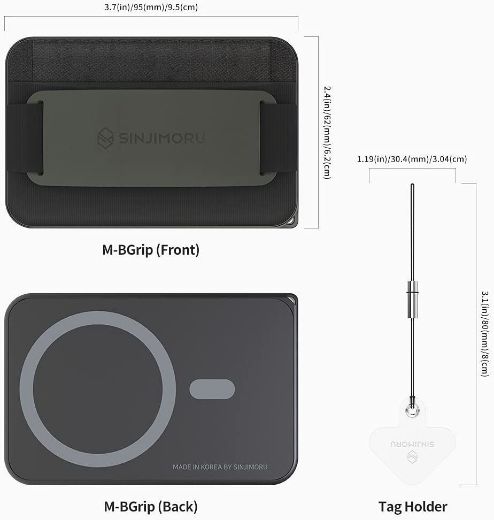 Picture of Sinjimoru 3 in 1 Magnetic Wallet as Phone Grip and Stand for MagSafe - Olive Gray