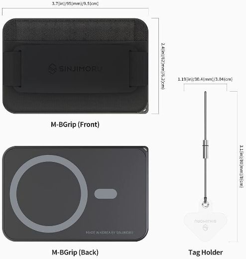 Picture of Sinjimoru 3 in 1 Magnetic Wallet as Phone Grip and Stand for MagSafe - Black