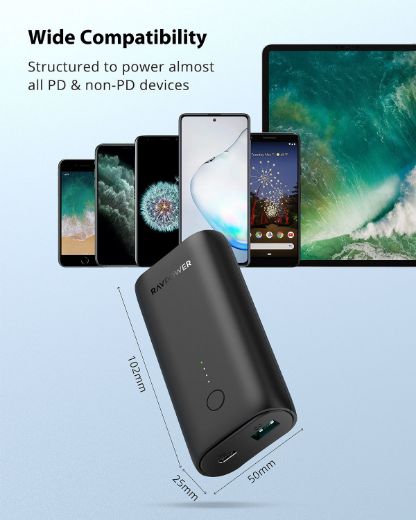 Picture of Ravpower 10000mAh PD+QC 20W Power Bank - Dark Gray