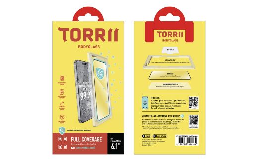 Picture of Torrii Bodyglass Screen Protector Anti-Bacterial Coating for iPhone 14 Pro - Full Coverage Black