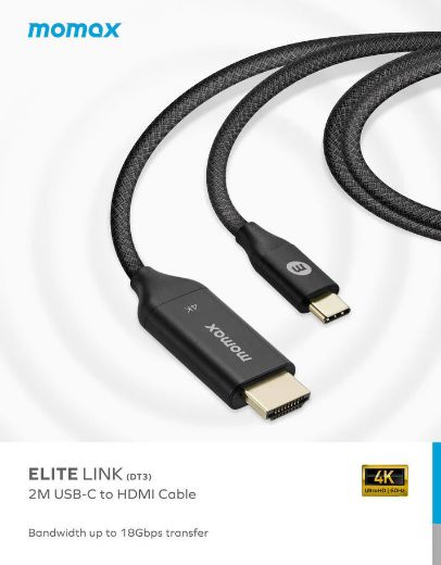 Picture of Momax Elite Link USB-C to HDMI 2.0 4K Cable 2M - Black