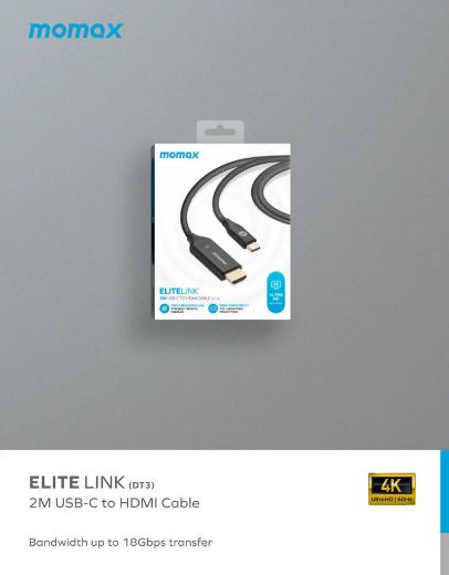 Picture of Momax Elite Link USB-C to HDMI 2.0 4K Cable 2M - Black