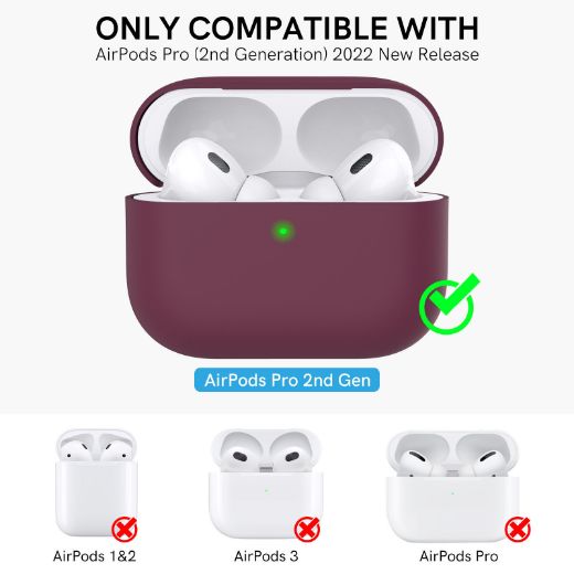 Picture of Ahastyle Silicone Case for AirPods Pro 2 - Burgundy