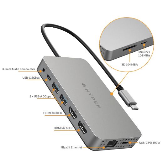 Picture of Hyper Drive Dual 4K HDMI 10-in-1 USB-C Hub - Silver