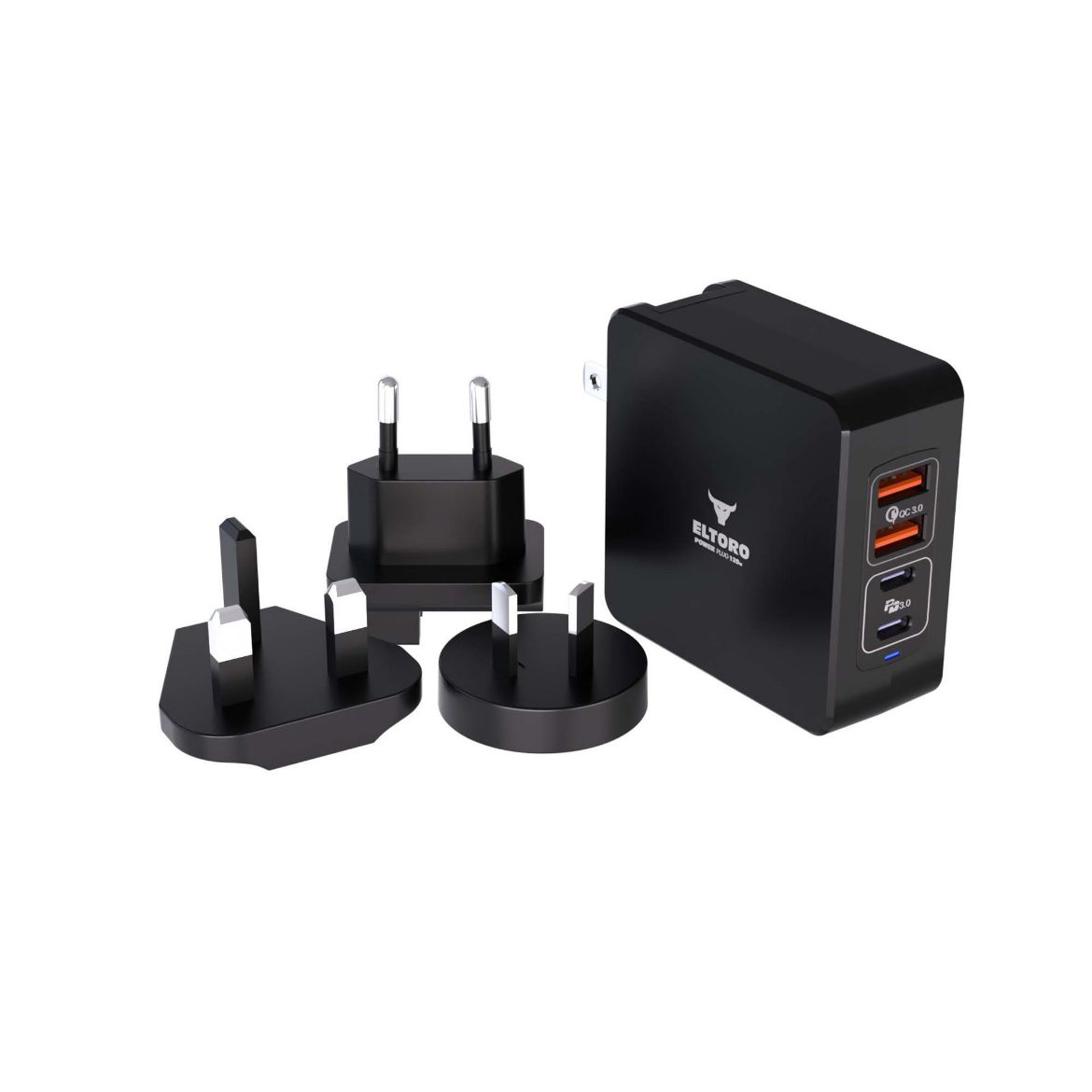 Picture of Eltoro Power Plug 120w Home Charger PD 3.0/QC 3.0 GaN with 4 Ports 2 USB-A/2 USB-C - Black