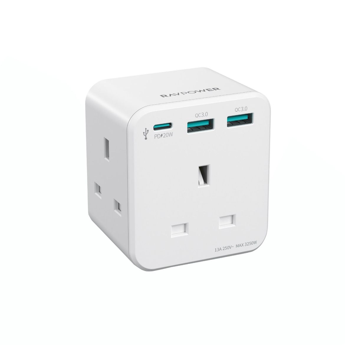 Picture of Ravpower PD 20W Wall Charger with 3 AC Plug - White  