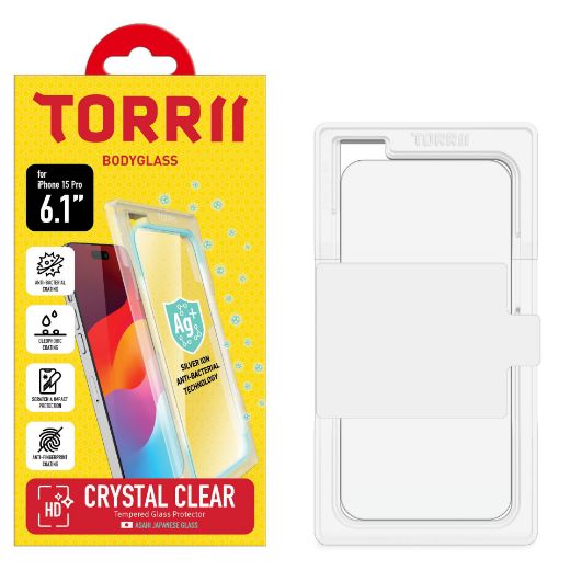 Picture of Torrii Bodyglass Screen Protector Anti-Bacterial Coating for iPhone 15 Pro - Clear