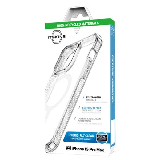 Picture of Itskins Hybrid Clear Case Compatible With MagSafe for iPhone 15 Pro Max - Transparent