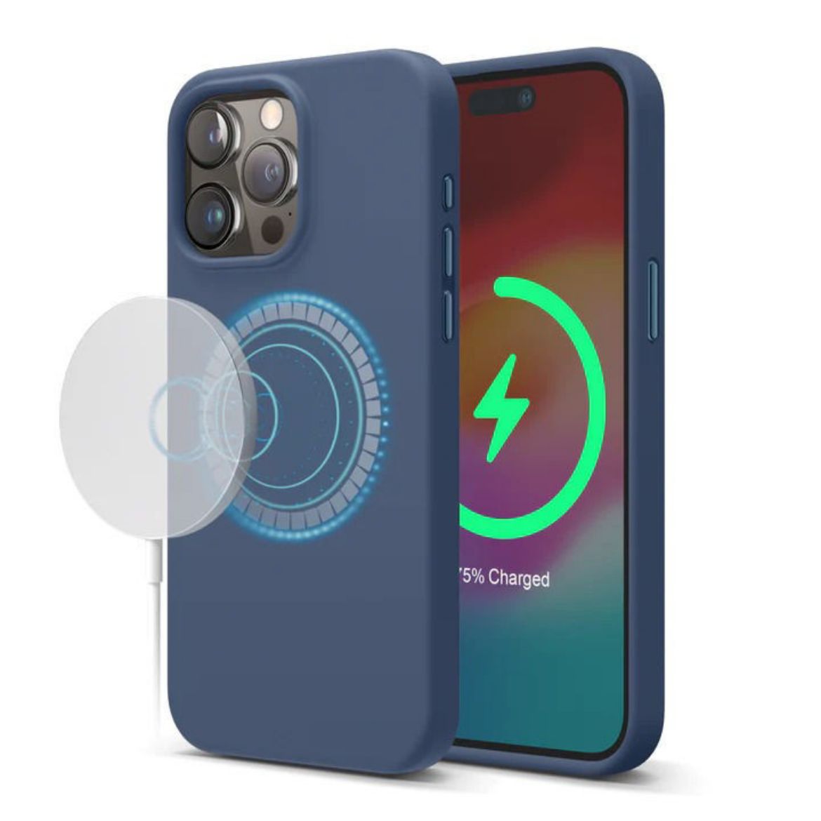 Picture of Elago Magnetic Silicone Case for iPhone 15 Pro - Jean Indigo