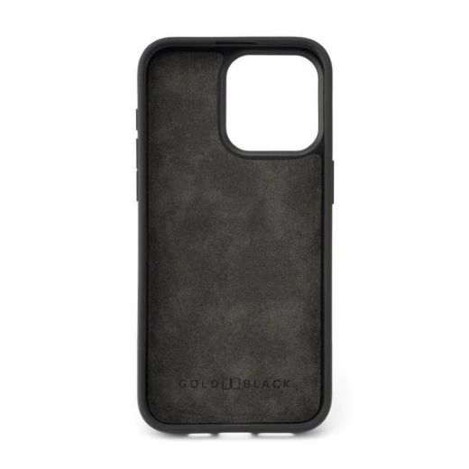 Picture of Gold Black Calf Leather Case with Croco-Embossing and Fingerstrap for iPhone 15 Pro Max - Black