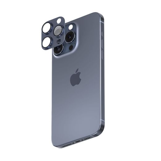 Picture of Smartix Premium Aluminium Camera Glass for iPhone 15 Pro/15 Pro Max - Blue Titanium