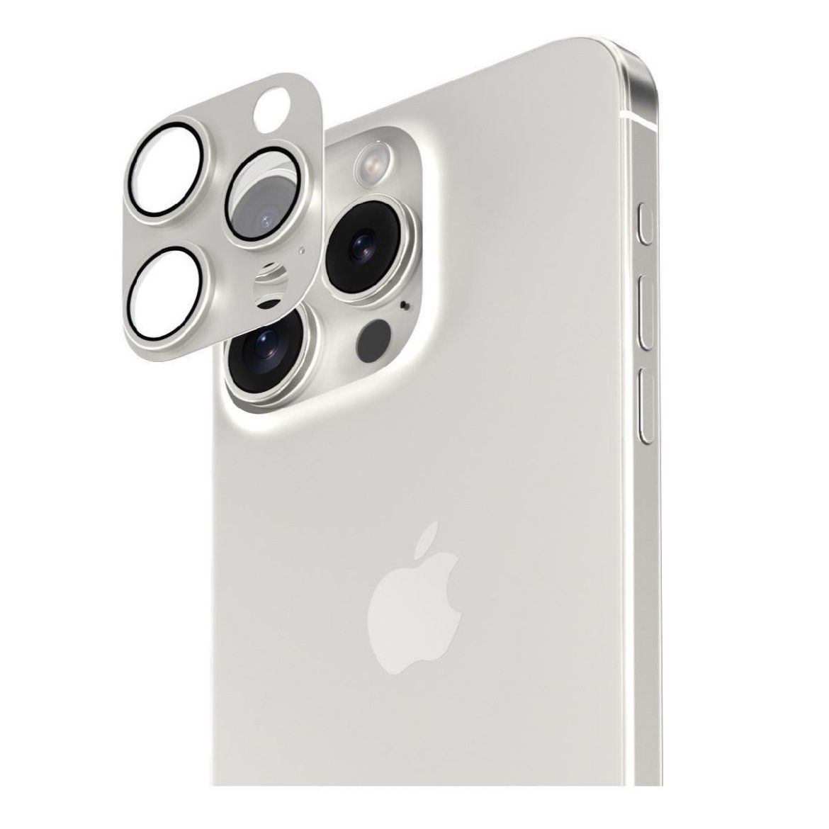 Picture of Smartix Premium Aluminium Camera Glass for iPhone 15 Pro/15 Pro Max - White Titanium