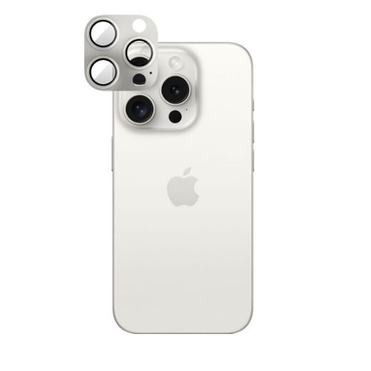 Picture of Smartix Premium Aluminium Camera Glass for iPhone 15 Pro/15 Pro Max - White Titanium