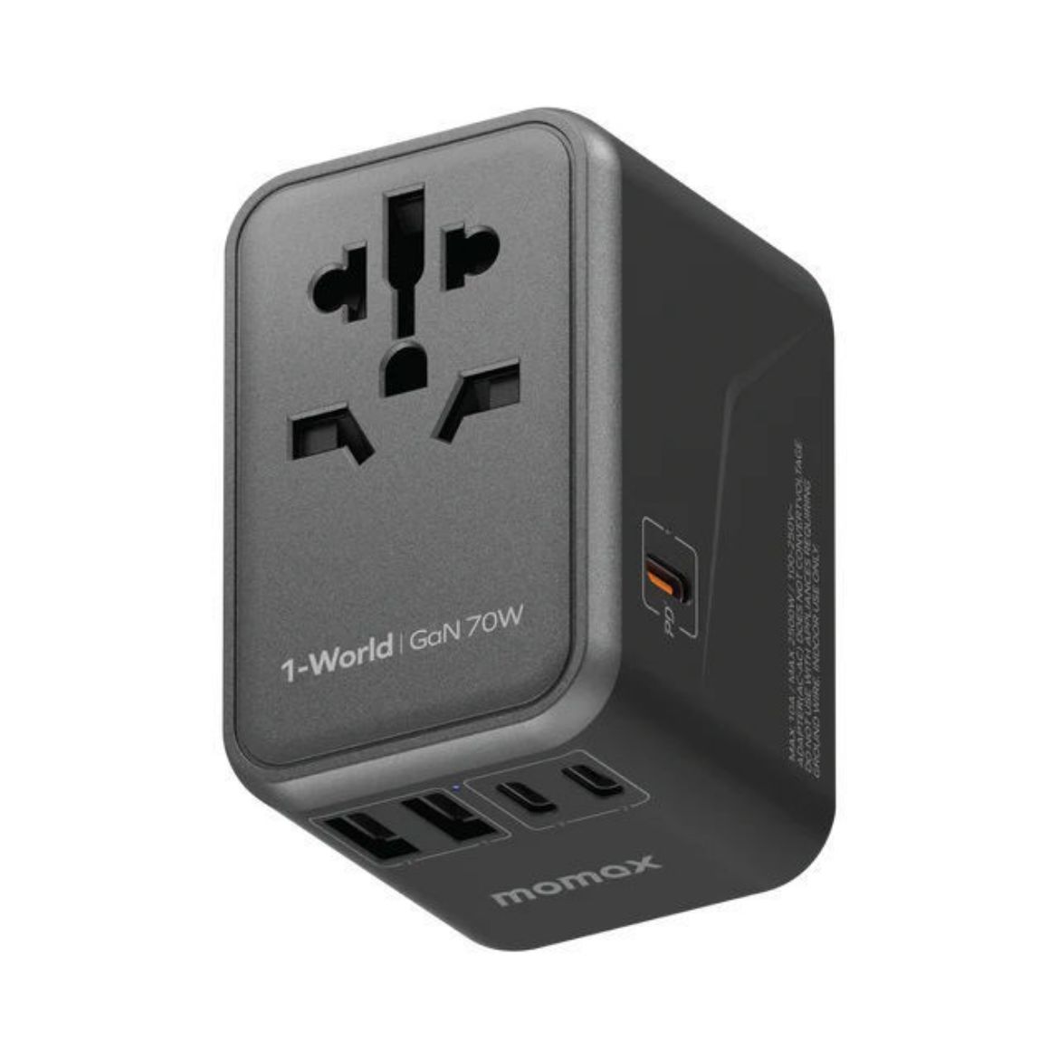 Picture of Momax 1-World 70W GaN 5 Ports + AC Travel Adaptor - Black