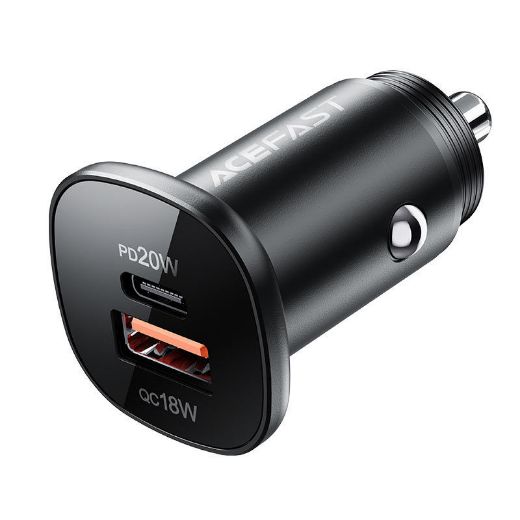 Picture of AceFast 38W USB-C+USB-A Mini Dual Port Car Charger - Black