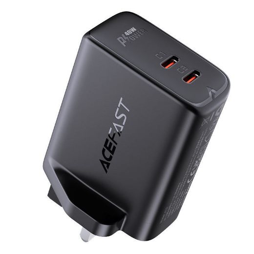 Picture of AceFast PD 40W Dual Port USB-C Power Adapter - Black