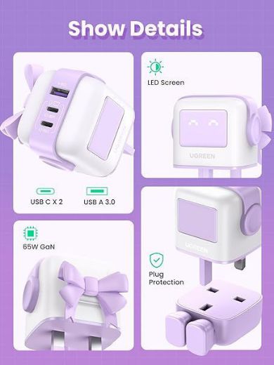 Picture of Ugreen Nexode RG GaN Fast Charge 65W Adapter - Purple