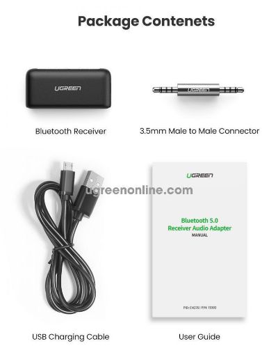 Picture of Ugreen Bluetooth Receiver 5.0 Car Adapter - Black